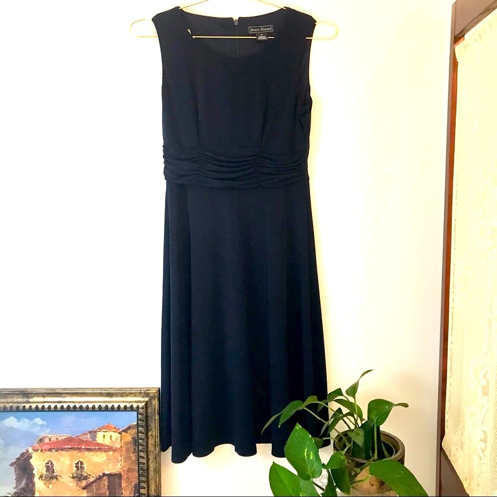 Navy Blue Minimalist A Line Midi Dress